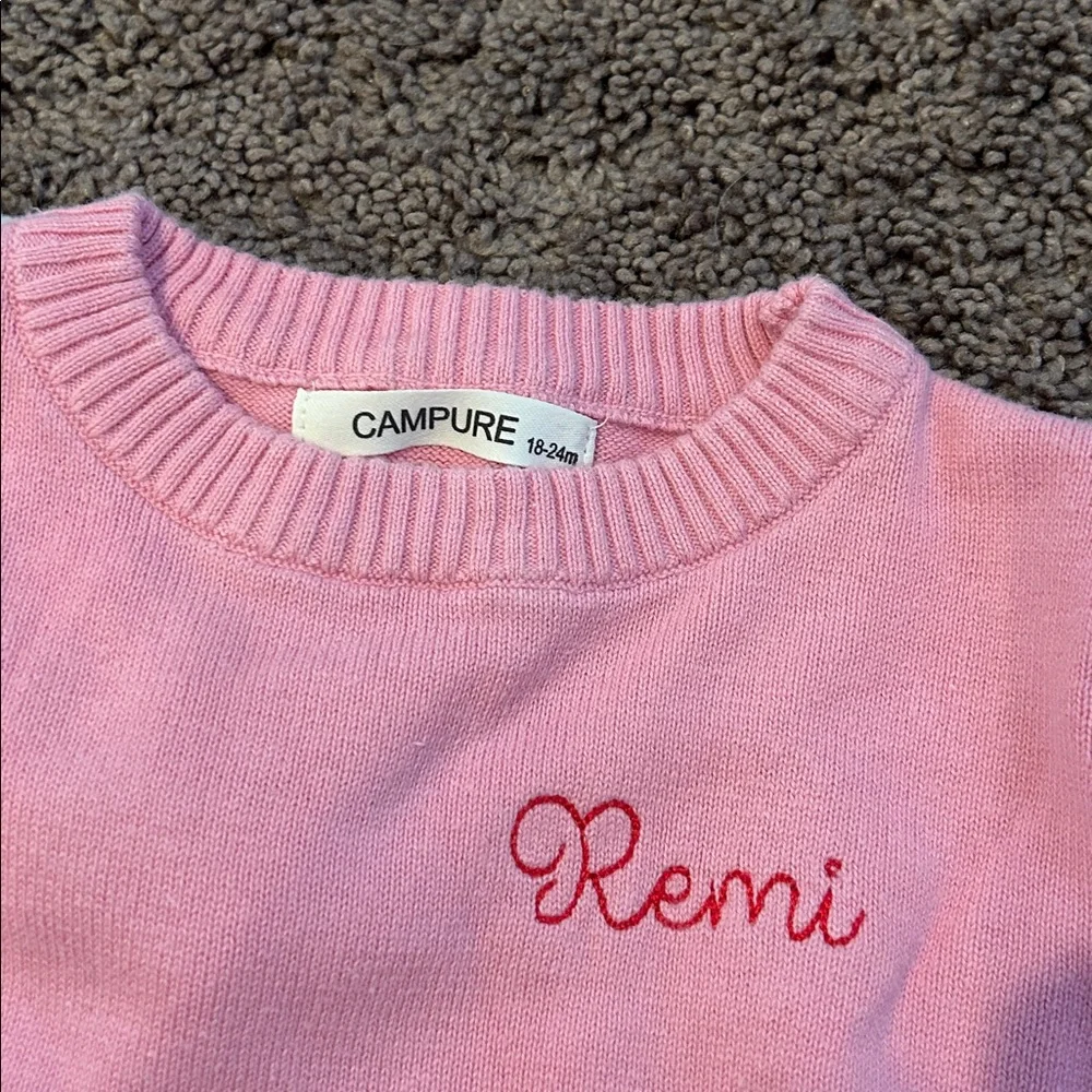 “Remi” personalized pink sweater & white robe toddler bundle!